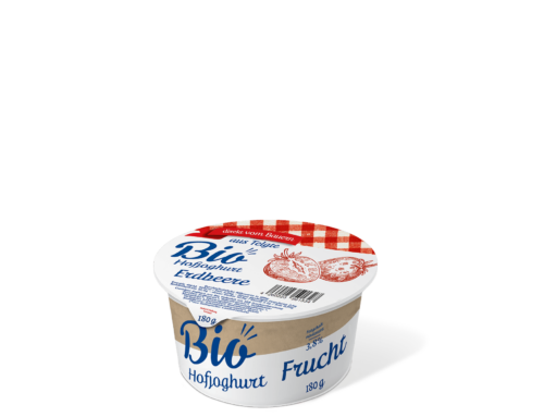 Frischer Bio Hofjoghurt / Frucht: Erdbeere / Fettgehalt mindestens 3,8 % / 180 g